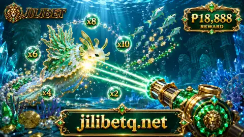 JILIBET fishing cannon turning beneath an emerald reticle as the manta target moves across the scene