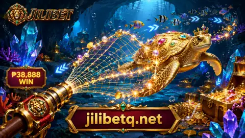JILIBET fishing mobile scene with manta target, emerald aiming cue and cannon controls visible together