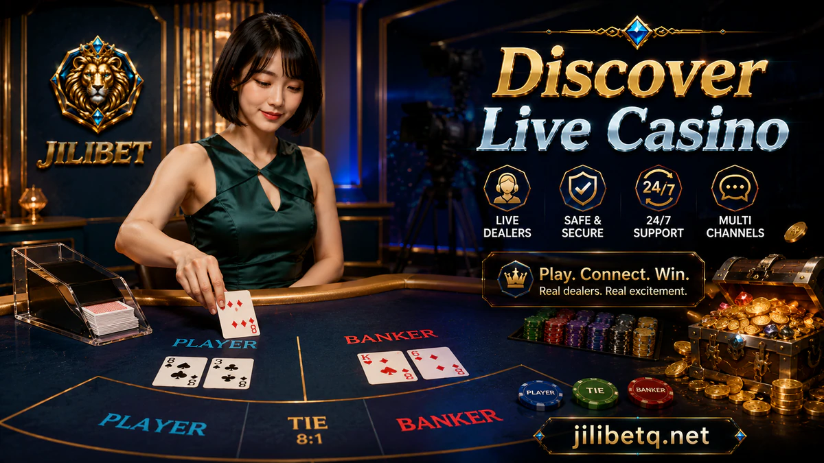 JILIBET online casino live table with dealer hands, cards, roulette edge and broadcast camera